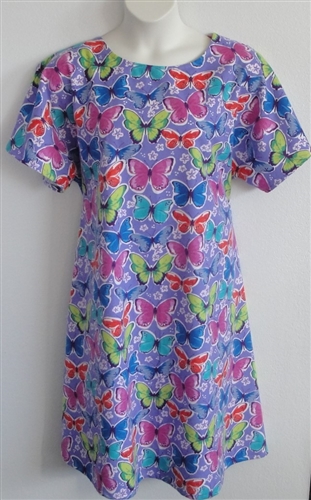 Purple Butterfly Flannel Post Surgery Gown - Orgetta