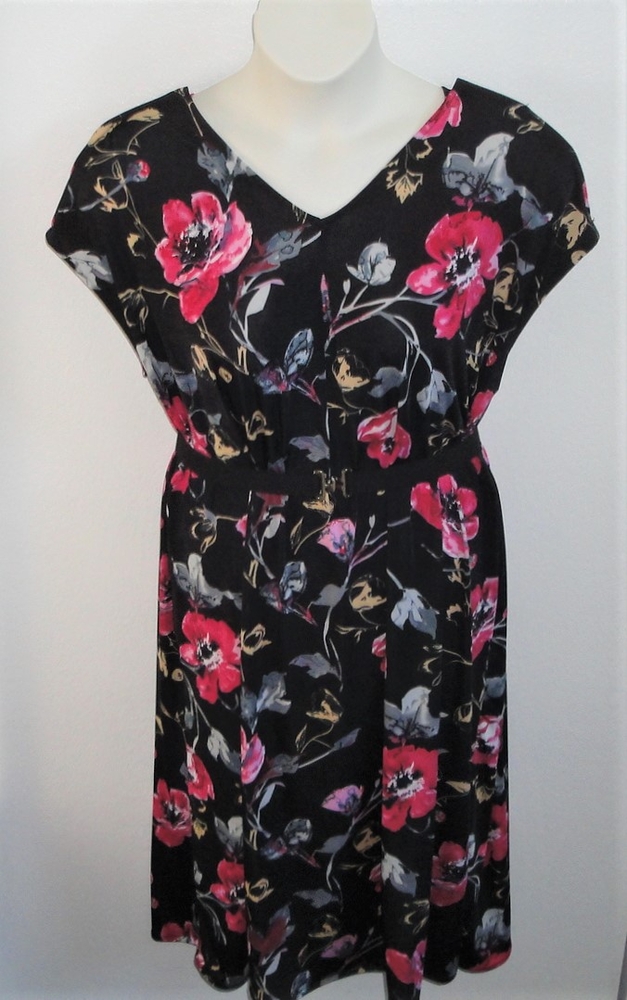 Randi Dress - Black/Pink/Tan Floral Jersey Knit | Dresses