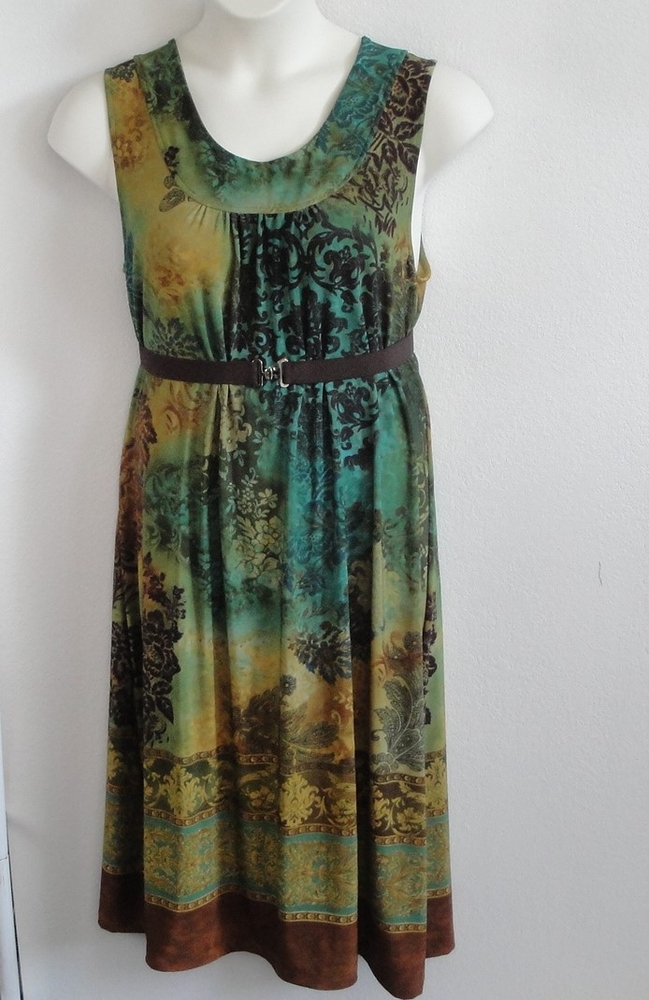 Dani Dress - Brown/Green Batik Border (S, M & 3X only) | Dresses