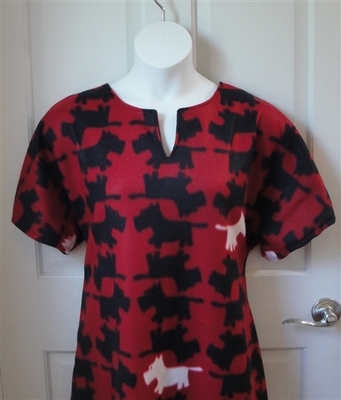 Abby FLEECE Nightgown - Red/Black Scotty Dog | Fleece Gowns