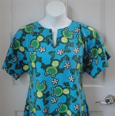 Abby FLEECE Nightgown - Turquoise Frog | Fleece Gowns