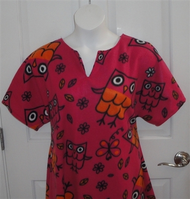 Abby FLEECE Nightgown - Pink Owl | Fleece Gowns