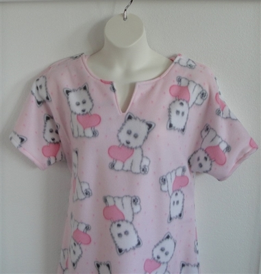 Abby FLEECE Nightgown - Pink Dogs and Hearts | Fleece Gowns