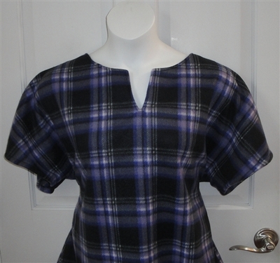 Purple/Black Plaid Fleece Post Surgery Shirt - Cathy