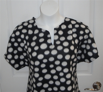 Black/White Dot Fleece Post Surgery Shirt - Cathy