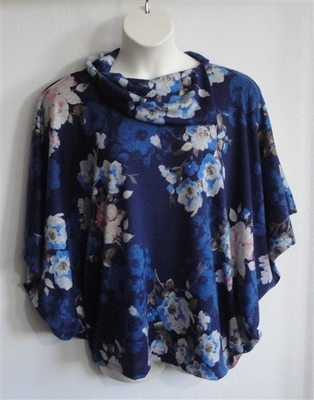 Navy/Cream Floral Side Opening Post Surgery Sweater - Emily