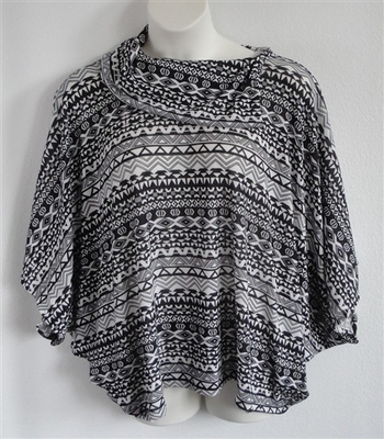 Emily Side Opening Sweater - Black/White Aztec | Sweaters