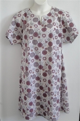 Burgundy/Gray Medallion Post Surgery Nightgown - Erin