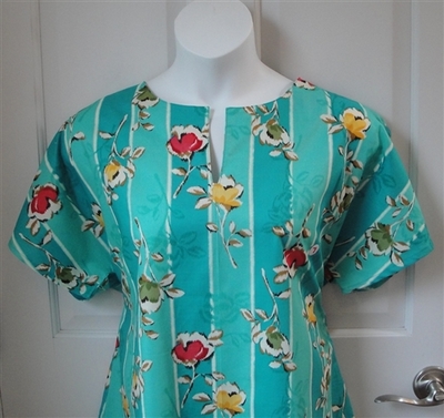 Gracie Shirt - Teal Floral Stripe | Woven Fabrics