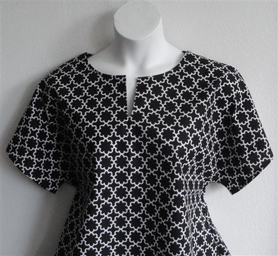Gracie Shirt - Black Flower Outline | Woven Fabrics