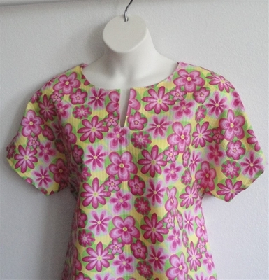 Pink/Yellow Floral Krinkle Post Surgery Shirt