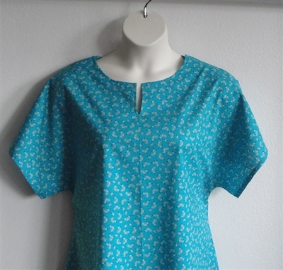 Petite Turquoise Floral Post Surgery Shirt - Gracie