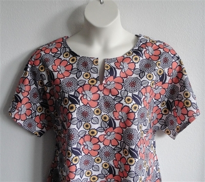 Coral/Navy Floral Post Surgery Shirt - Gracie