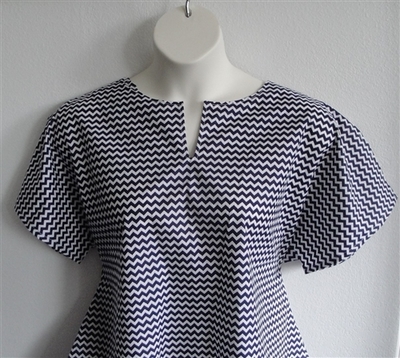 Navy/White Chevron Post Surgery Shirt - Gracie