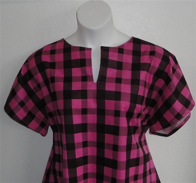 Pink/Black Plaid Flannel Post Surgery Shirt - Tracie