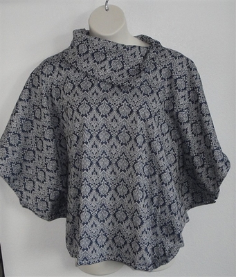 Katie Side Opening Shirt - Navy Brocade | Side Opening Shirts