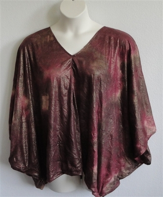 Burgundy/Gold/Brown Batik Side Opening Shirt - Kiley