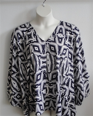 Kiley Side Opening Shirt - Navy Geometric (XS & 2X only) | Side Opening Shirts