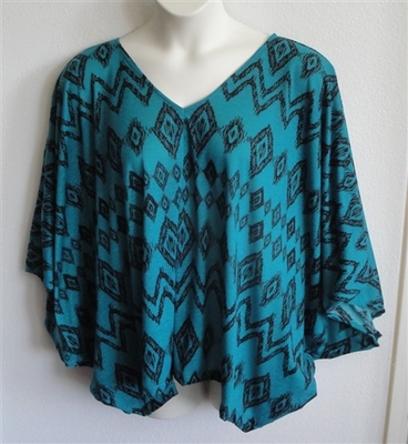 Teal/Black Geometric Side Opening Shirt - Kiley