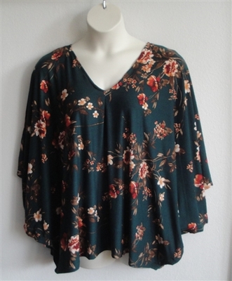 Kiley Side Opening Shirt - Green/Rust Floral | Side Opening Shirts