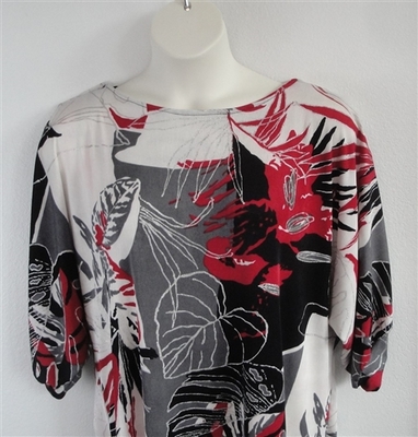 Red/Black Tropical Acetate Post Surgery Shirt - Libby