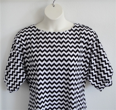 Black/White Chevron Cotton Post Surgery Shirt - Libby