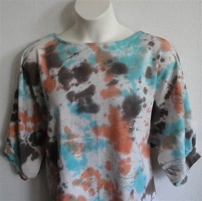 Turquoise/Coral Tie Dye French Terry Post Surgery Shirt - Libby