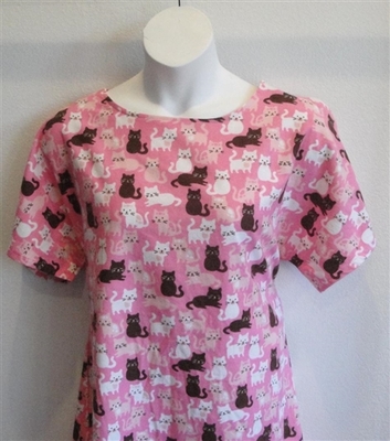 Pink Multi Cat Flannel Adaptive Nightgown - Orgetta
