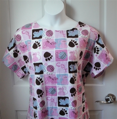 Pink Cat Squares Flannel Adaptive Nightgown - Orgetta