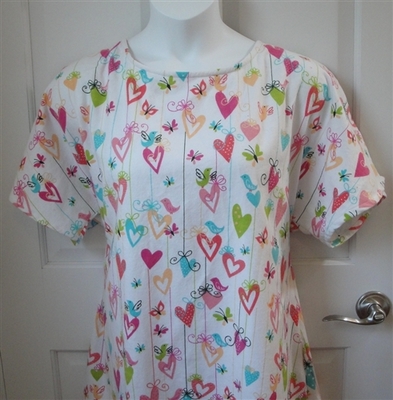 Heart & Bird Flannel Post Surgery Gown - Orgetta