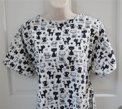 Black/White Furry Friends Cats Adaptive Gown - Orgetta