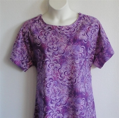 Purple Batik Flannel Post Surgery Gown - Orgetta