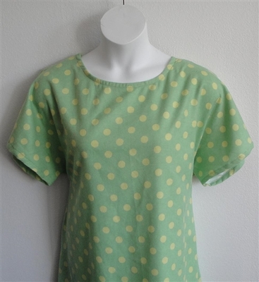Green/Yellow Dot Flannel Post Surgery Nightgown - Orgetta