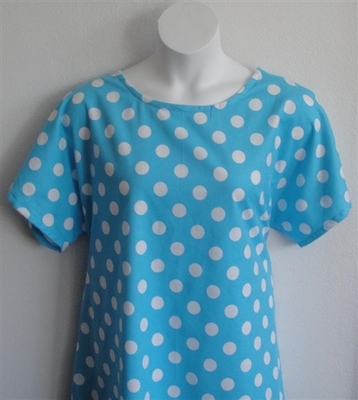 Turquoise Dot Flannel Adaptive Nightgown - Orgetta