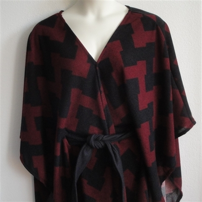 Shandra Cape - Red/Black Chevron Sweater Knit | Outerwear/Capes