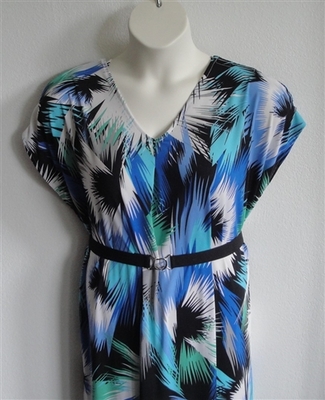 Randi Dress - Blue/Green Splash Jersey Knit | Dresses