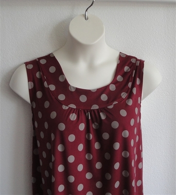 Burgundy/Tan Dot Poly Jersey Adaptive Clothing - Sara