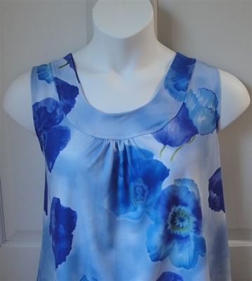 Blue Floral Poly Knit Post Surgery Shirt