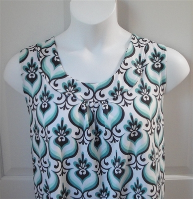 Sara Shirt - Black/Teal Print Cotton Knit | Cotton / Rayon