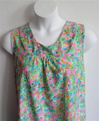 Lime Green Floral Poly Knit Post Surgery Shirt
