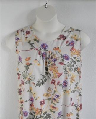 Yellow/Purple/Cream Floral Rayon Post Surgery Shirt - Sara