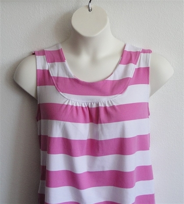 Pink/White Stripe Cotton Post Surgery Shirt - Sara