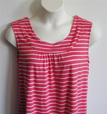 Red/White Stripe Rayon Post Surgery Shirt - Sara