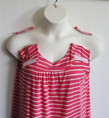 Red/White Stripe Rayon Post Surgery Shirt - Sara