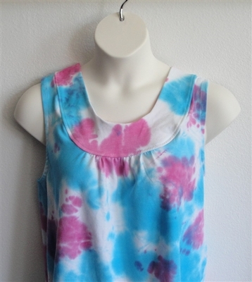 Turquoise/Pink Tie Dye Cotton Post Surgery Shirt - Sara
