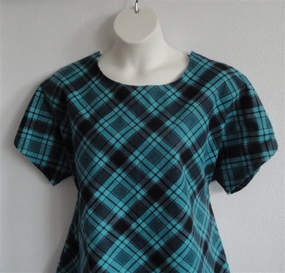 Teal Plaid Flannel Post Surgery Shirt - Tracie