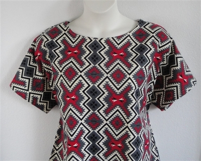 Red/Gray Aztec Flannel Post Surgery Shirt - Tracie
