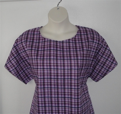 Purple Plaid Flannel Post Surgery Shirt - Tracie