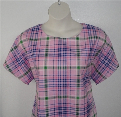 Pink Plaid Flannel Post Surgery Shirt - Tracie