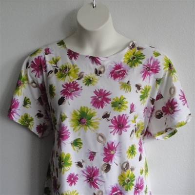 Pink/Green Floral Cotton Post Surgery Shirt